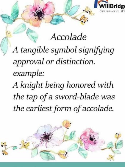 Here is another example of building vocabulary with the word "accolade," complete with its definition and a sentence.