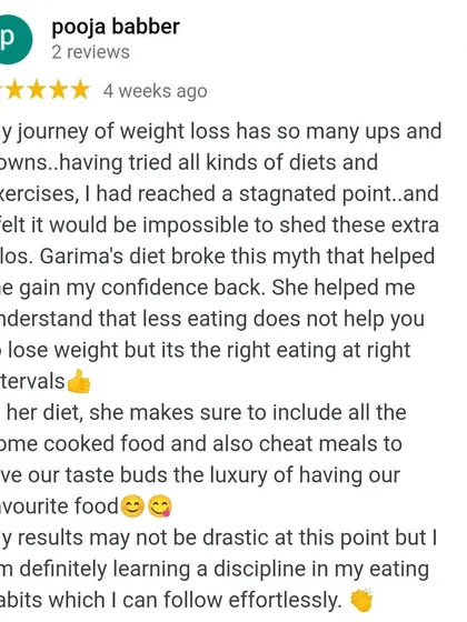This client's journey shows how the right diet can break the myth that weight loss is impossible after hitting a plateau. My plans focus on right eating at right intervals, including home-cooked food and cheat meals.