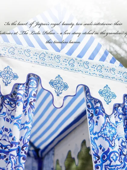 A close-up of the custom-printed canopy, showing the intricate patterns and craftsmanship that went into creating these bespoke structures.