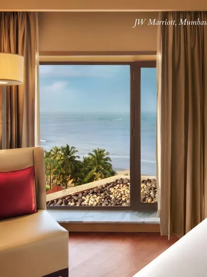 A room with a view at the JW Marriott in Mumbai, looking out onto Juhu beach. A perfect venue for a destination wedding feel without leaving the city.