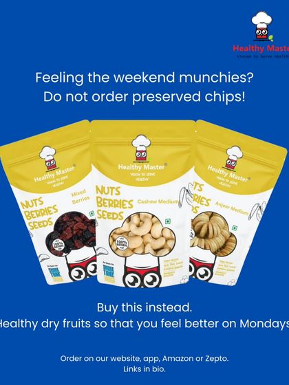 Feeling the weekend munchies? Skip the preserved chips and grab our healthy dry fruits, nuts, and seeds instead. You'll feel so much better on Monday.