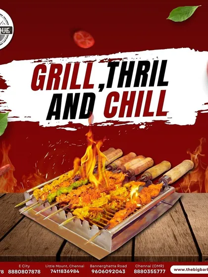 Grill, thrill, and chill. Our live grills are the main event, offering a thrilling experience as you watch your food cook to perfection right in front of you.