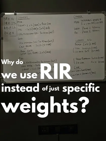 I use Repetitions in Reserve (RIR) to autoregulate training intensity. This subjective measure accounts for daily fluctuations in strength due to sleep, nutrition, and stress, allowing for smarter load management than relying solely on fixed percentages of a one-rep max.