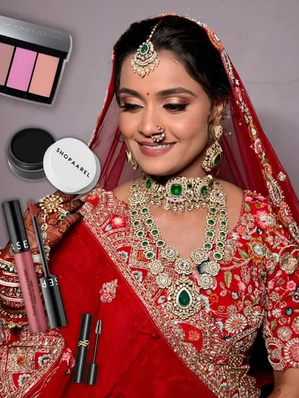 A visual breakdown of the products used for this soft and dreamy look, including the gel eyeliner, lipstick, blush, and mascara that made it flawlessly real.