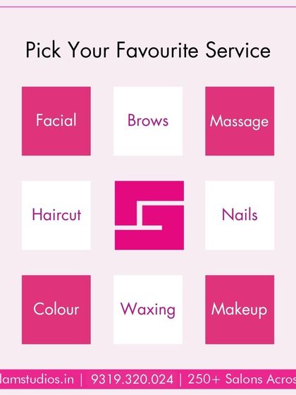 We are a full-service salon offering everything you need to look and feel your best. This graphic provides a quick overview of our key services, including facials, haircuts, coloring, waxing, and makeup.