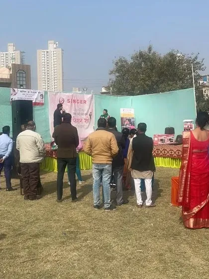 Taking theatre to the people. Our team performing 'Anji' by Vijay Tendulkar at an outdoor festival organized by the Rotary Club.