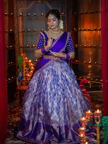 Another pose from the Diwali shoot, capturing a moment of quiet celebration.