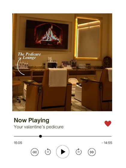Now playing: your Valentine's pedicure. The Pedicure Lounge at my Bandra salon is the perfect cozy spot to relax and treat yourself, complete with a virtual fireplace for the ultimate cozy vibe.