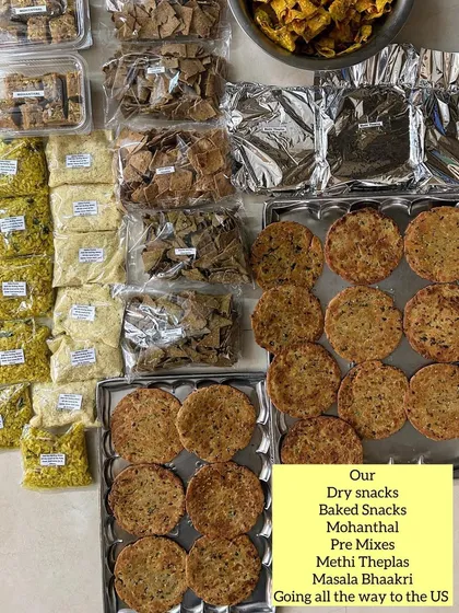 Here is a large order of my dry and baked snacks, including Methi Theplas and Masala Bhakri, all packed and ready for international shipping to the US. I can send the taste of homemade Indian snacks anywhere in the world.