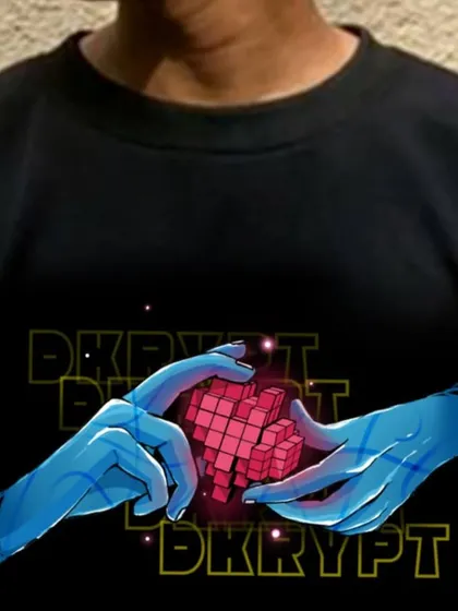 This is a mockup of my 'Dkrypt da Heart' design on a sweatshirt, showing how my digital illustrations translate to wearable art. I create custom graphics like this for brands who want unique, street-inspired apparel.