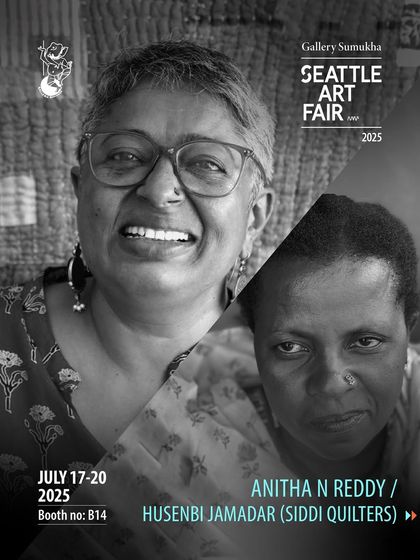 The joint artist announcement for Anitha N Reddy and Husenbi Jamadar (Siddi Quilters). This highlights our focus on collaborative and social practice art.