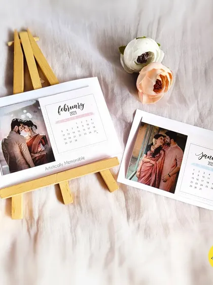 Showing two months from a personalized calendar, a great way to relive your favorite moments.