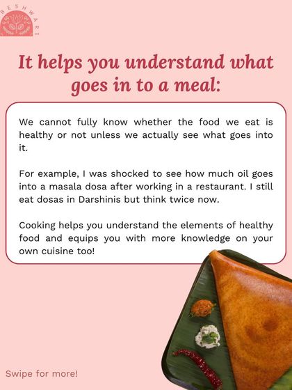 An infographic series on why learning to cook is a life skill everyone should have. It helps you understand what goes into your food, builds gratitude, improves concentration, and can be a great stress buster.
