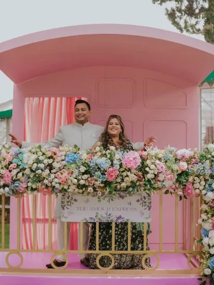Your story is our greatest inspiration. When this couple told us they met on a train, we built 'The Amour Express' for their Mehendi, a custom installation that celebrated their 'Jab We Met' moment and the beautiful journey that brought them together.