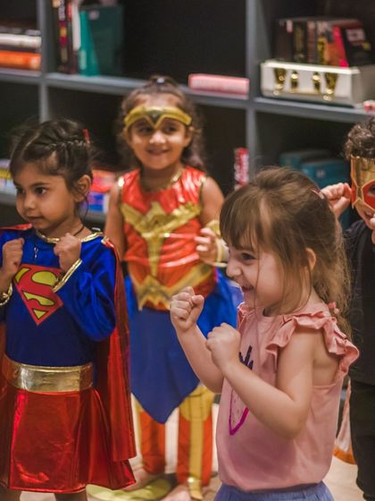 Smiles and superhero poses. Our classes are filled with moments of laughter and play, making learning a joyful experience.