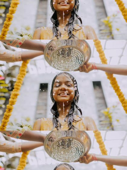 A duplicate of ID 11, this collage captures the joyful moments of a Mangala Snaanam ceremony.