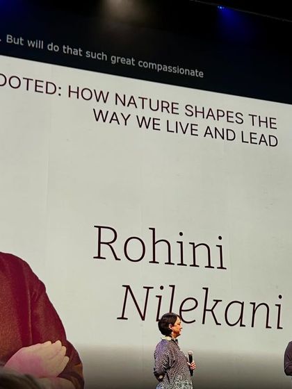 A series of images and graphics from the Hearth Summit, showcasing speakers, panel discussions, and the core mission of the global wellbeing project.