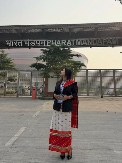 Looking up at the Bharat Mandapam, a symbol of national progress. It's inspiring to be a part of events that aim to build a better future.