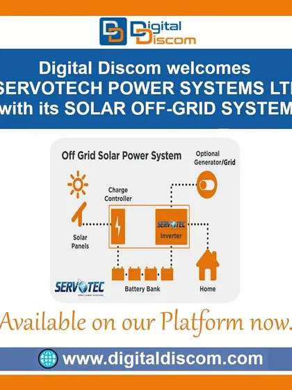 Welcome Servotech Power Systems, showcasing their diagram for a complete off-grid solar power system for home use.