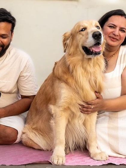 Another lovely family portrait from the terrace, with the focus on the connection between the couple and their two dogs, Shadow and Eevee.