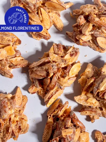 Our Almond Florentines are delicate, crunchy clusters of almonds held together by caramel.