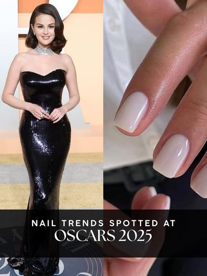 The "quiet luxury" trend was all over the Oscars red carpet. This milky-nude polish on Selena Gomez offers a simple, clean, and effortlessly chic manicure.
