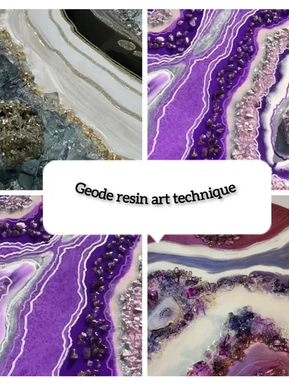 A look at the beautiful geode resin art technique. You can learn to create these stunning crystal-like patterns in my upcoming online workshop.