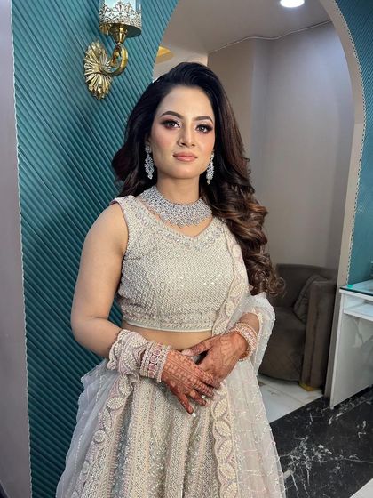My beautiful celebrity engagement bride. My artist Sunaina created this soft and glowing glossy glam look that made her shine.
