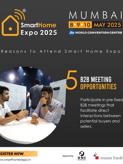 A graphic from our 'Reasons to Attend' series, highlighting the opportunity for pre-fixed B2B meetings between buyers and sellers.