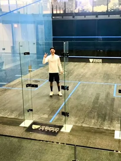 We provide our players with global exposure. Here, our student Abhiraj Singh is seen training and competing at the prestigious US Squash Centre and the Oceania Junior Championships in Australia.