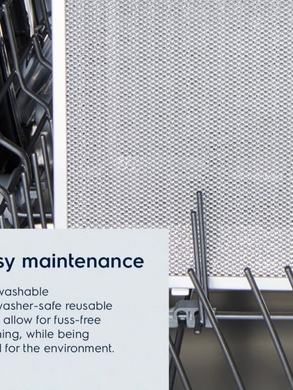 The reusable filters in our kitchen hoods are dishwasher-safe, allowing for simple, fuss-free maintenance. This ensures your ventilation system always performs at its best.