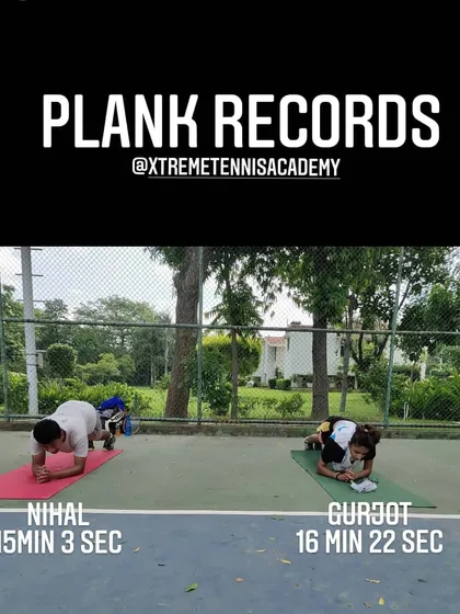 The results of dedication are real. This image celebrates the incredible core strength and mental toughness of my trainees, who have set amazing plank records. Gurjot held a plank for over 16 minutes, a testament to her hard work.