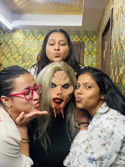 Even monsters need a group photo! Our students celebrating the completion of a complex creature prosthetic.