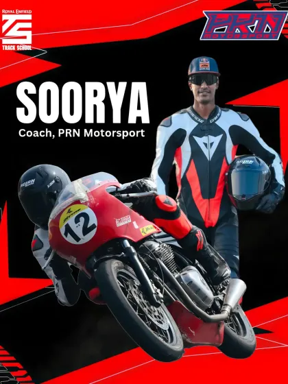 Meet Coach Soorya, a champion on and off the track. As a multiple-time Endurance, Drag, and GT Cup Champion, and a suspension specialist, he brings deep technical knowledge and a humble, patient coaching style.