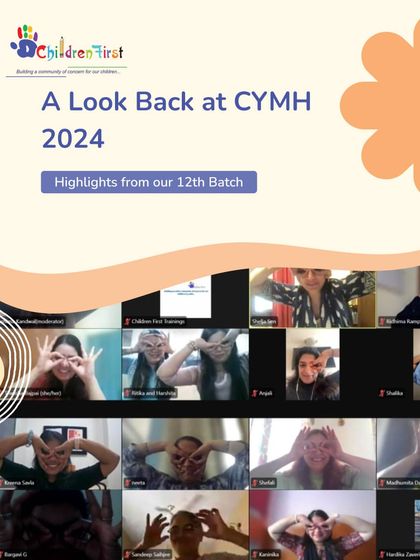 A look back at the 12th batch of our CYMH course in 2024. This image captures the playful and connected spirit of our online learning community during a live session.