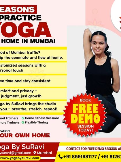 We offer five key reasons to practice at home in Mumbai: skip traffic, get customized sessions, save time, enjoy privacy, and let us bring the studio experience to you.