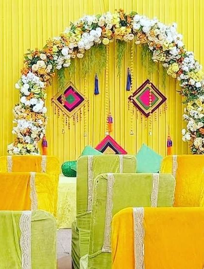 Shanaya Decorations - All-Inclusive Ceremony Packages (Haldi & Mehendi) Mehendi & Sangeet Backdrops photo 25