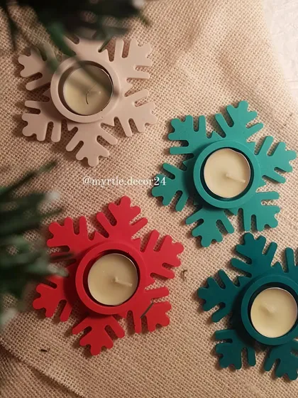 Our bestselling Snowflake T-light holders in a variety of colors. These are consistently one of our most loved items during the holiday season for their simple charm.