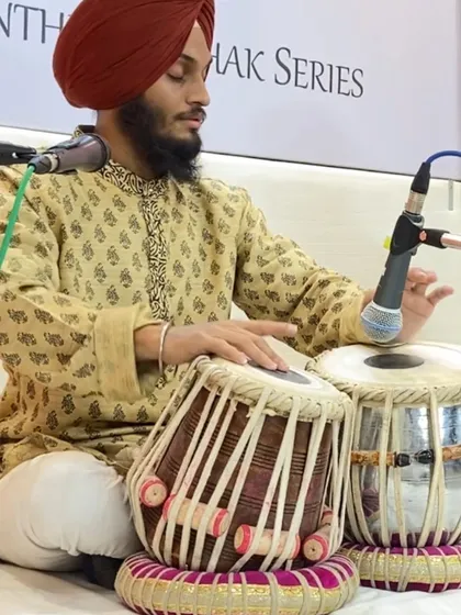 A moment of intense concentration during a solo piece. The Baithak Series is a wonderful platform for pure classical music.