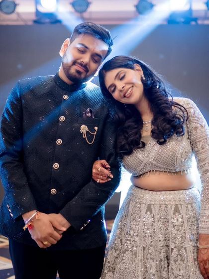 A sweet moment between the couple at their Sangeet.