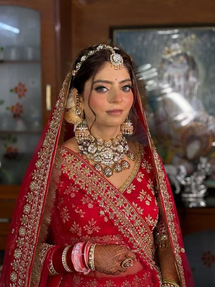 A portrait of my beautiful bride Himanshi. Her look is a perfect balance of modern makeup techniques and traditional bridal aesthetics.