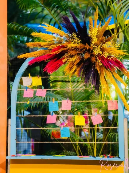 An interactive guest book station where attendees could leave notes for the couple, adding a personal touch to the celebration.