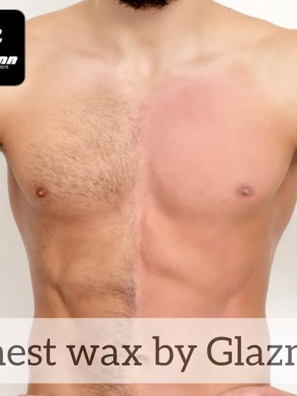 This before-and-after image clearly shows the transformative effect of a professional chest wax. Get this clean look without leaving your home.