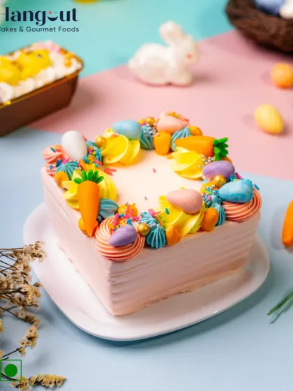 Festive, fruity, and fabulous. Our Mango Easter Bento Cake is decorated with colorful swirls and tiny carrots to make your celebrations cuter and tastier.