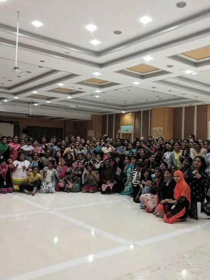 We are equipped to handle large-scale corporate wellness events. This photo shows a session with over a hundred enthusiastic employees at a major Bangalore tech company, all learning essential workplace safety skills in a single, high-energy workshop.