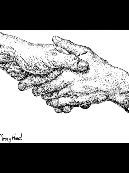Using just dots, an art style called stippling, I created this piece to show connection and support. It's a slow, meditative process, but the final textured result is always worth it.