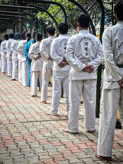 Another view of our students lined up for park training, showcasing their readiness and discipline.
