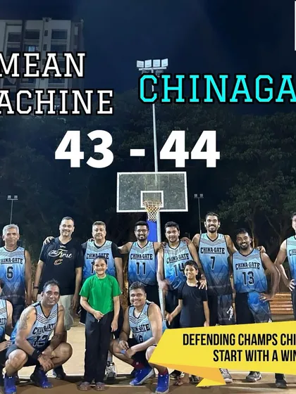 The result of the opening game of Hooplah '24, a nail-biter where defending champs Chinagate started with a 1-point win.