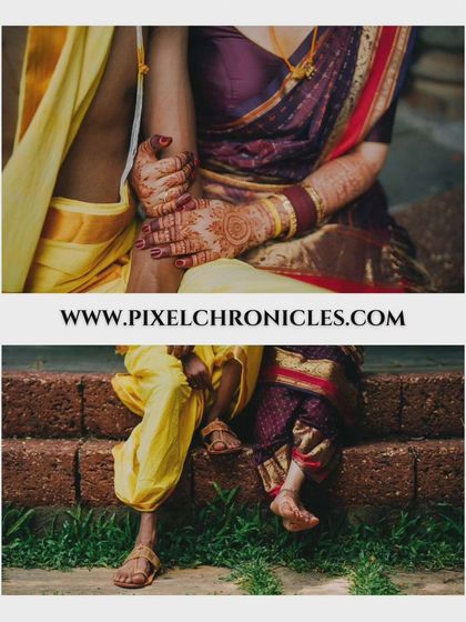 A focus on the details: the bride's mehndi-adorned hand holding the groom's, and their feet together, symbolizing their shared path forward.