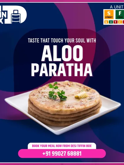 Start your day right with my classic Aloo Paratha. Each paratha is stuffed with a spiced potato filling and cooked to golden-brown perfection, served hot with a dollop of butter. It's the perfect North Indian breakfast.